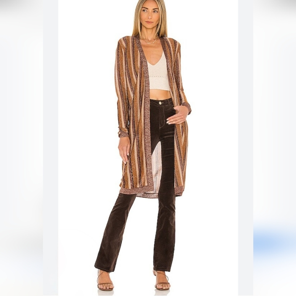 L'AGENCE | $425 Berkeley Striped Metallic Cardigan